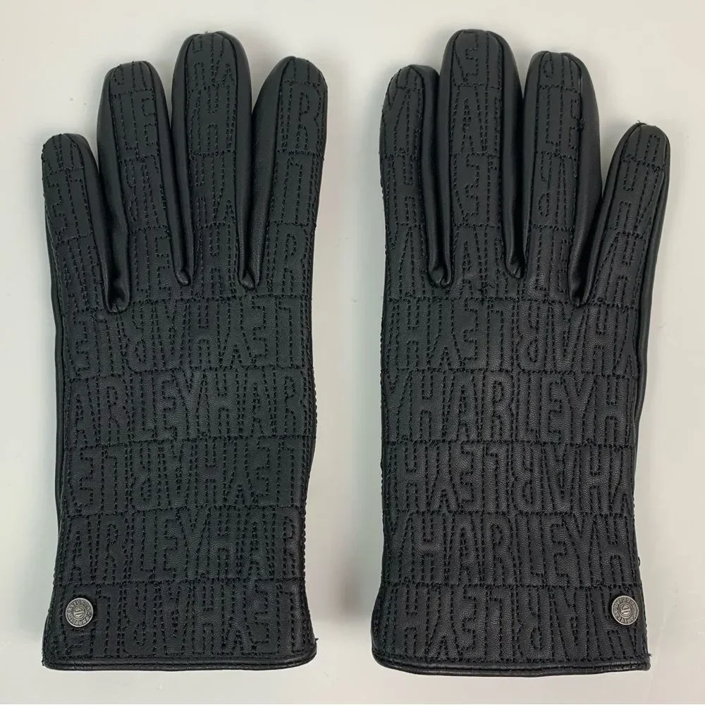 NWOT Harley-Davidson black leather embroidery gloves size xs motorcycle